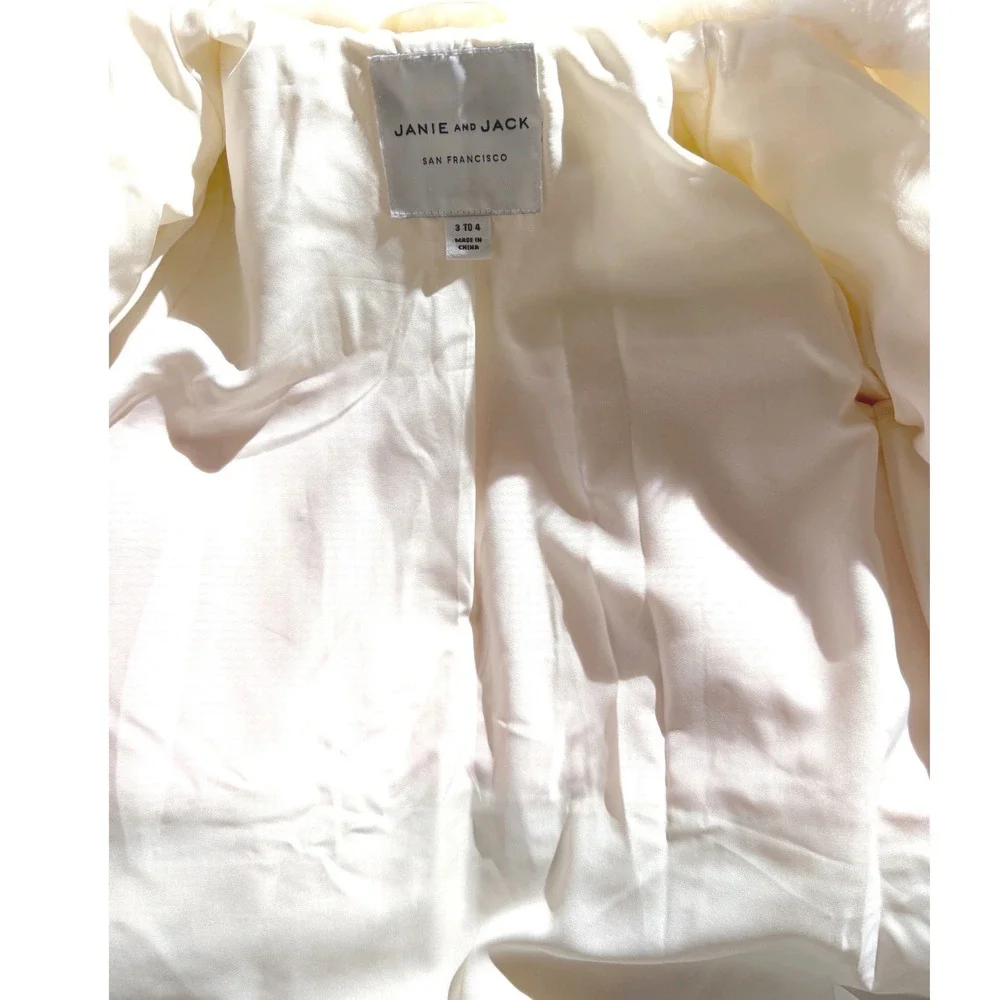 Janie and Jack Kids Pink Tan Cream‎ Colorblock Faux Fur Coat Jacket Size 3-4